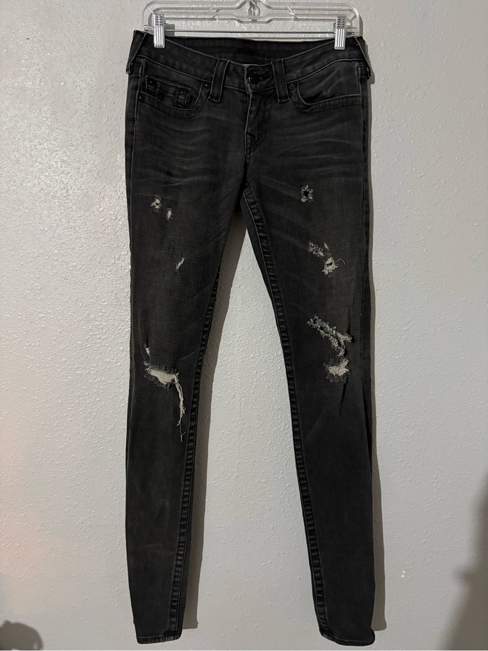 True Religion Black Distressed Skinny Jeans